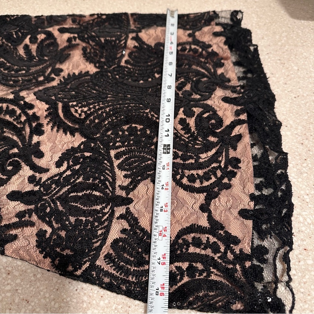 Altar’d State Black Lace Kayann Mini Dress V-Neck Sequin Nude Lining Size Small - Picture 11 of 16